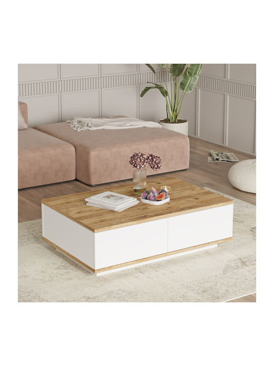 Rectangular Coffee Table made of Solid Wood Pine/White L60xW90xH28cm