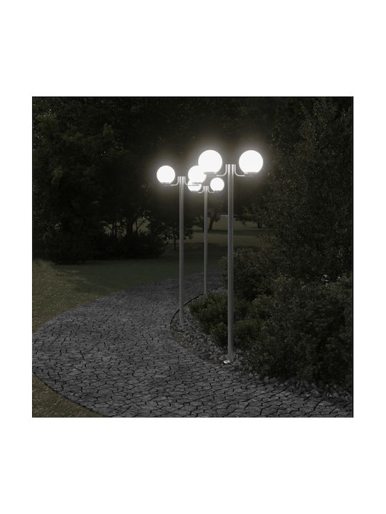 vidaXL Outdoor Floor Lamp Post 60W IP44 for E27 Socket Silver