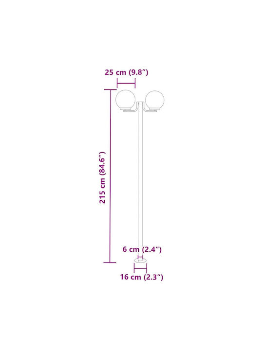 vidaXL Outdoor Floor Lamp Post 60W IP44 for E27 Socket Silver