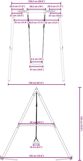 vidaXL Κούνια Κρεμαστή Μεταλλική 185x185x185εκ. Μπλε