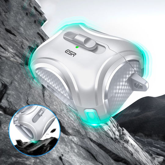ESR Cyber Flicklock Halolock Case Silicone in Silver color for Apple AirPods Pro 2