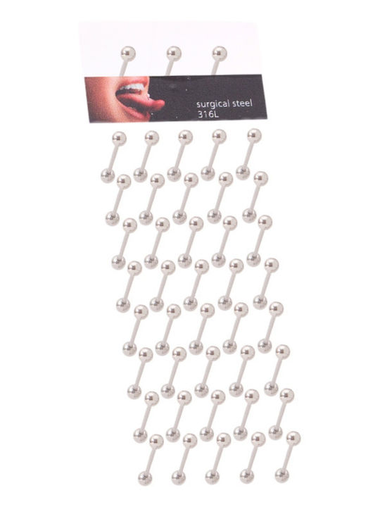 Zungenpiercing aus Stahl 1,2 mm Silber