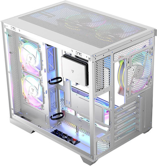 Modecom Panorama ARGB 3F Gaming Midi Tower Κουτί Υπολογιστή με Πλαϊνό Παράθυρο Λευκό