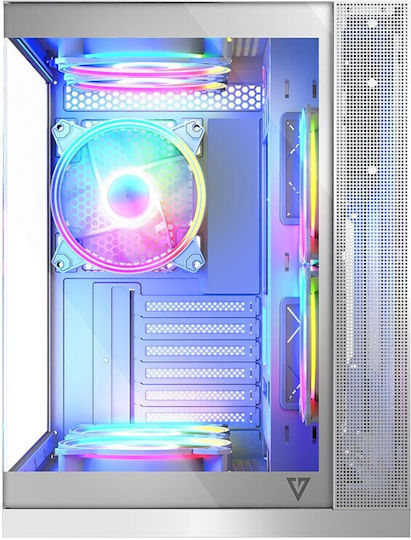Modecom Panorama ARGB 7F Gaming Midi-Turm Computergehäuse mit Seitenfenster Weiß