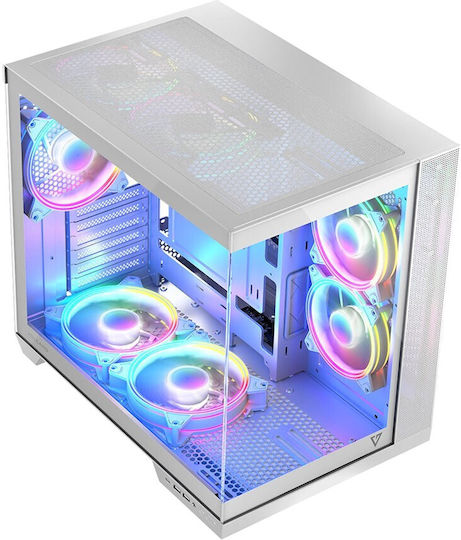Modecom Panorama ARGB 7F Gaming Midi-Turm Computergehäuse mit Seitenfenster Weiß