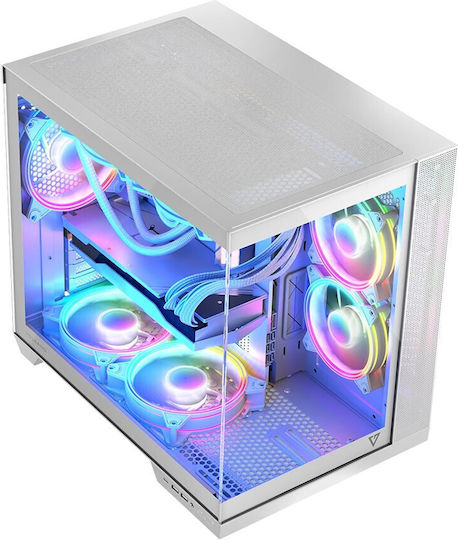 Modecom Panorama ARGB 7F Gaming Midi-Turm Computergehäuse mit Seitenfenster Weiß