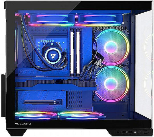 Modecom Panorama ARGB 7F Gaming Midi Tower Κουτί Υπολογιστή με Πλαϊνό Παράθυρο Μαύρο