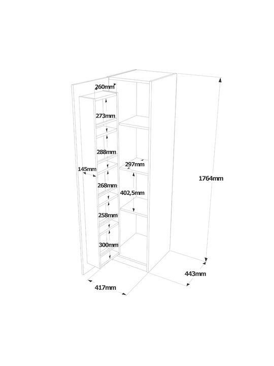Colney Floor Cabinet White 41.7x44.3x176.4cm