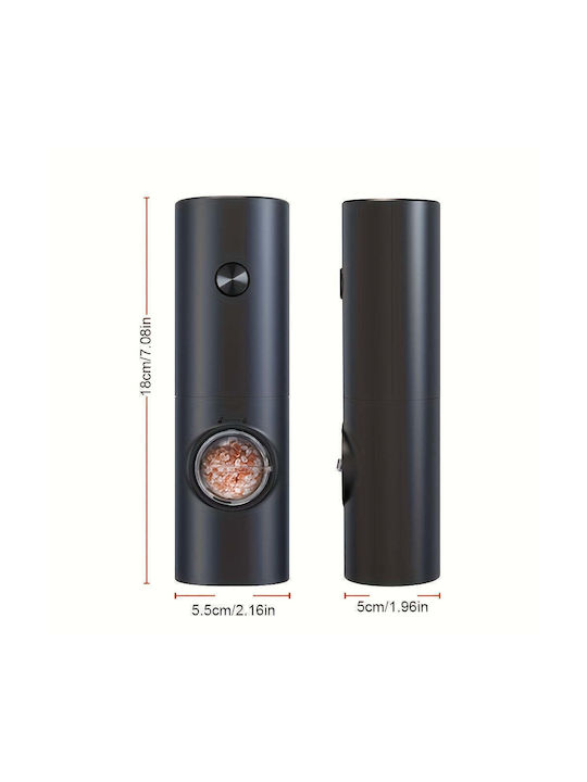 Set Electric Râșnițe Condimente din Plastic în Culoare Negru 18.8cm 1buc