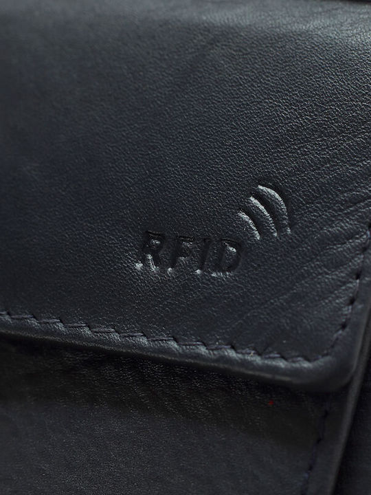 Leather Men's Wallet Classic with RFID Blue