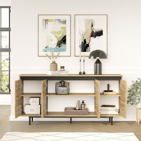 Μπουφές Brentford Natural/black 160x44.5x75.6cm