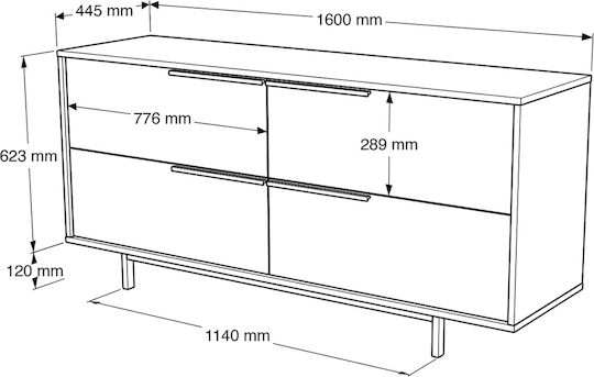 Bufet Cartmel Alb 160x44.5x74.3cm