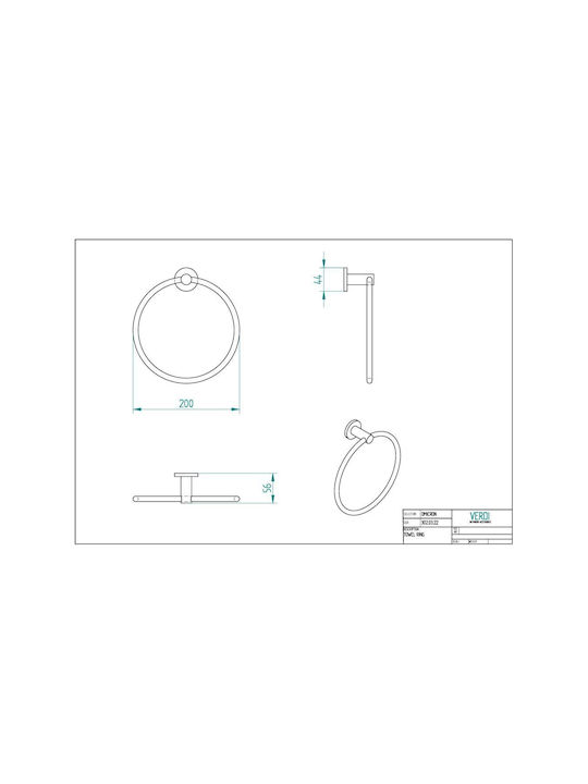 Verdi Omicron Single Wall-Mounted Bathroom Ring Gold