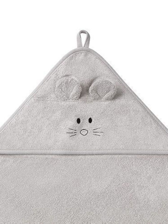 Babyono Baby Hooded Bath Towel Gray 100x100cm