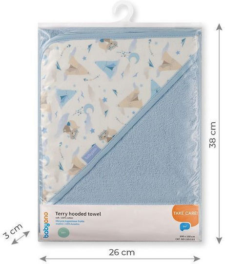 Babyono Βρεφική Κάπα-Μπουρνούζι με Κουκούλα Blue 100x100εκ.