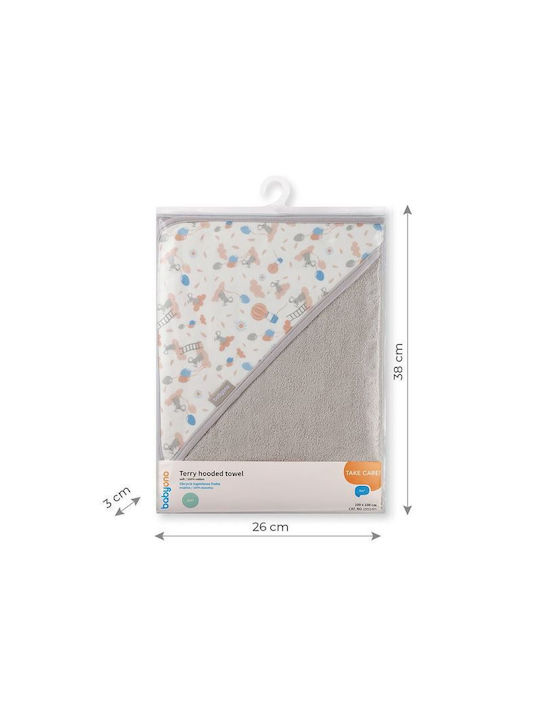 Babyono Βρεφική Κάπα-Μπουρνούζι με Κουκούλα Gray 100x100εκ.