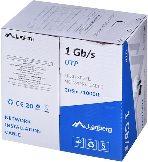 Lanberg U/UTP Network Cable Ethernet Without Terminated Connectors 305m Black