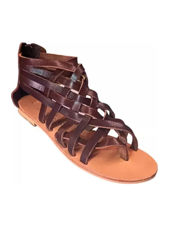 Women's Flat Sandals in Brown Color
