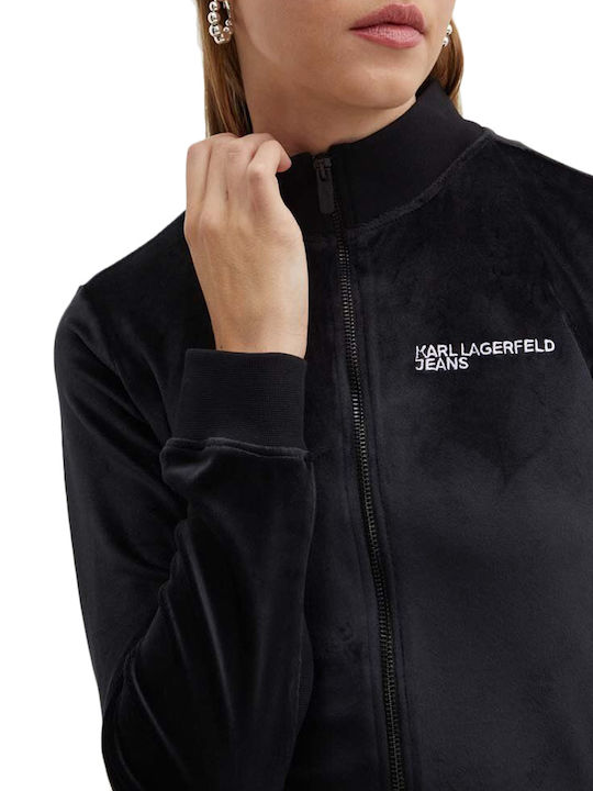 Long Women's Sweatshirt Jacket Velvet Black