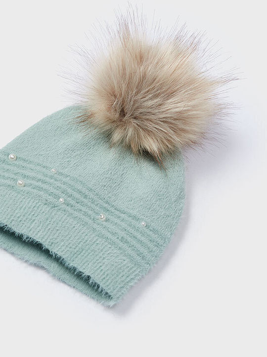 Kids Beanie Set with Scarf Knitted Turquoise