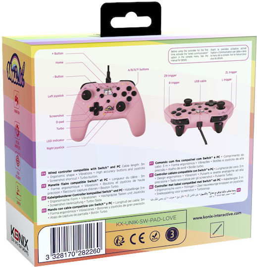 Konix Be Love Ενσύρματο Gamepad για PC / Switch Ροζ