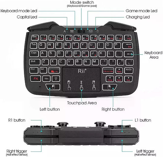 Riitek Rii RK707 Ασύρματο Gamepad για Android Μαύρο