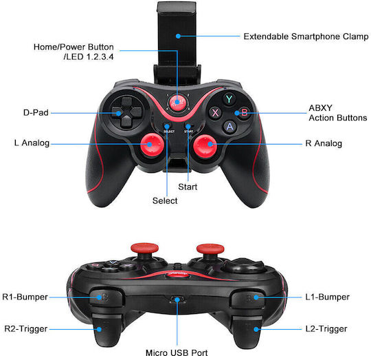 X3 Wireless Gamepad pentru PC Negru