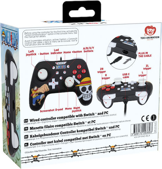 Konix One Piece Ενσύρματο Gamepad για Switch Μαύρο