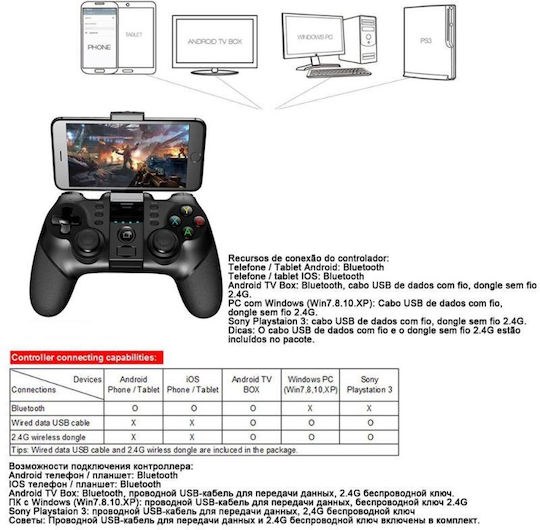 Andowl Q-PA1 Ασύρματο Gamepad για Android / PC / iOS Μαύρο