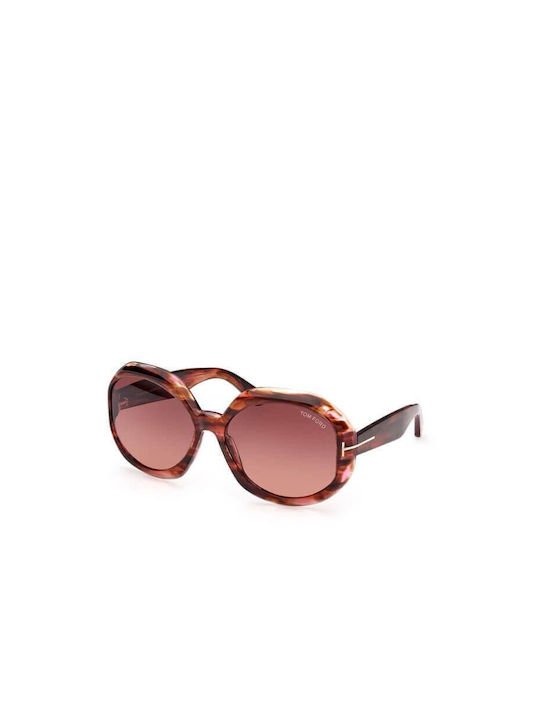 Tom Ford Women's Sunglasses with Brown Tartaruga Plastic Frame and Brown Gradient Lens