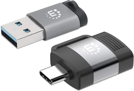 Manhattan Usb31-ac-multi Μετατροπέας USB-A / USB-C male σε USB-A / USB-C female Γκρι 1τμχ