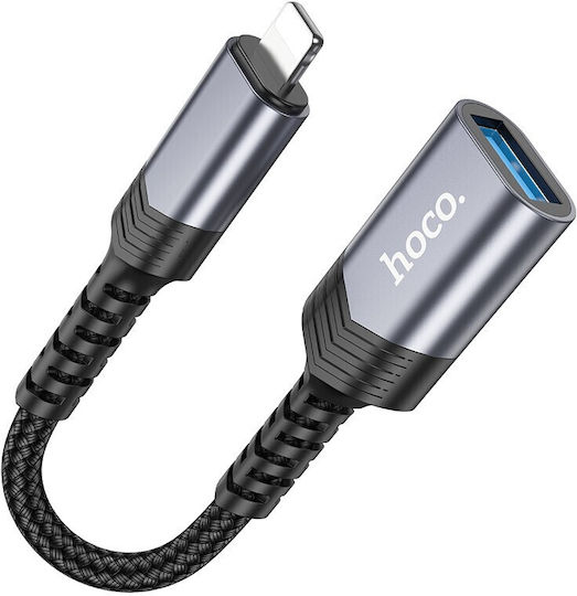 Hoco UA24 Μετατροπέας Lightning male σε USB-A female Γκρι 1τμχ