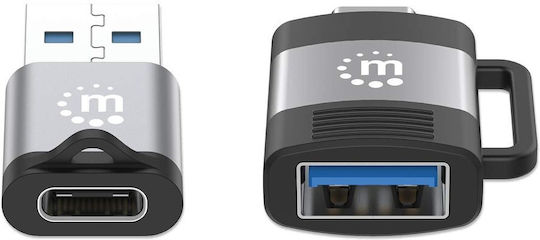 Manhattan Usb31-ac-multi Μετατροπέας USB-A / USB-C male σε USB-A / USB-C female Γκρι 1τμχ