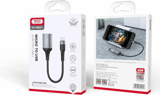 XO NB201 Μετατροπέας micro USB male σε USB-A female 1τμχ
