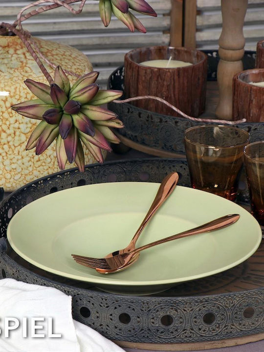 Espiel Plate Pasta made of Porcelain Green with Diameter 27cm