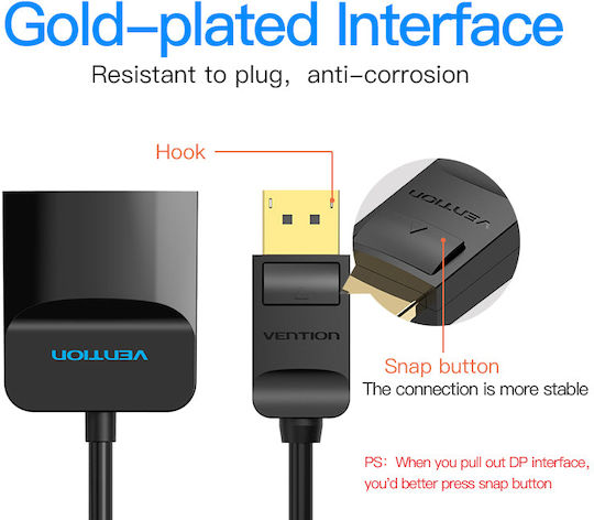 Vention Μετατροπέας DisplayPort male σε HDMI female 1τμχ HBGBB
