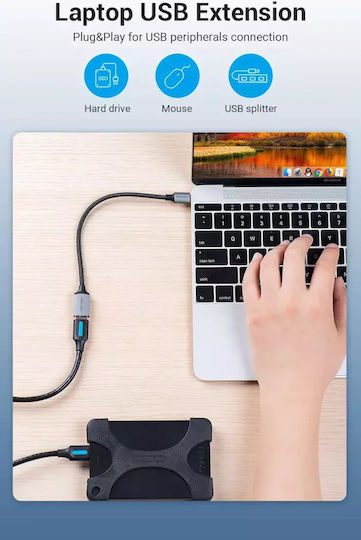 Vention Ccxhb Μετατροπέας USB-C male σε USB-A female Γκρι 1τμχ