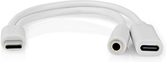 Nedis CCGB64922WT01 Μετατροπέας USB-C male σε 3.5mm / USB-C female Λευκό