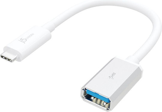 J5 Create Μετατροπέας USB-C male σε USB-A female Λευκό