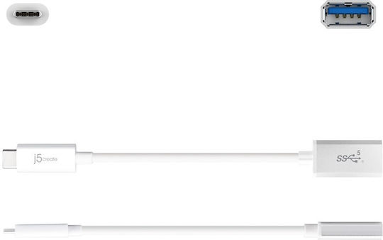 J5 Create Μετατροπέας USB-C male σε USB-A female Λευκό