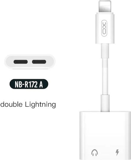 XO NBR172A Lightning Converter Male To Lightning 2x Female White 1 Piece