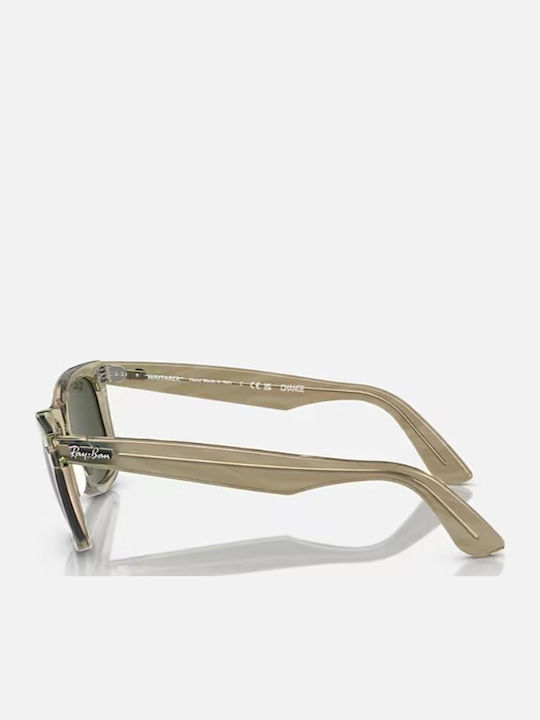 Ray Ban Wayfarer Unisex Sunglasses with Green Plastic Frame and Green Lens