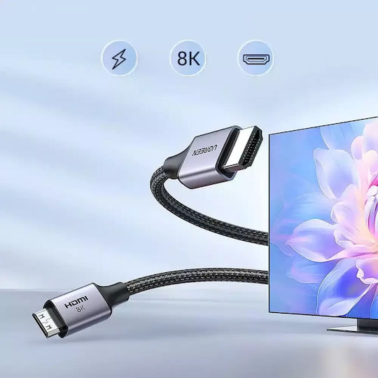 Ugreen HD163 HDMI 2.1 Ultra High Speed 48Gbps 4K 120Hz HDR VRR Cable HDMI Male - Mini HDMI Male 2m Black