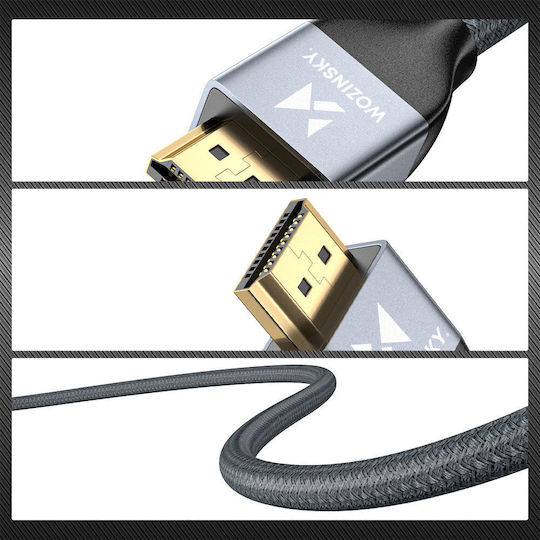 Wozinsky HDMI 2.1 Ultra High Speed 48Gbps 4K 120Hz HDR VRR Cable HDMI Male - HDMI Male 1m Gray