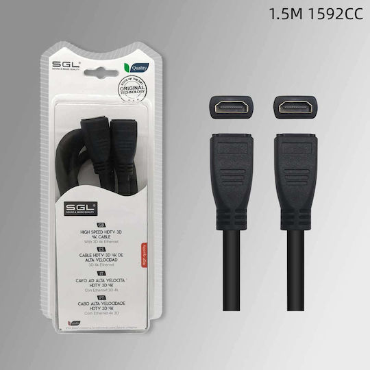 SGL Cable HDMI female - HDMI female 1.5m Μαύρο