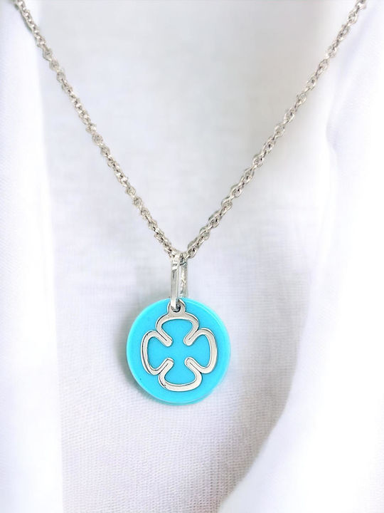 Xryseio Charm mit Steinen aus Weißgold 14K Türkis