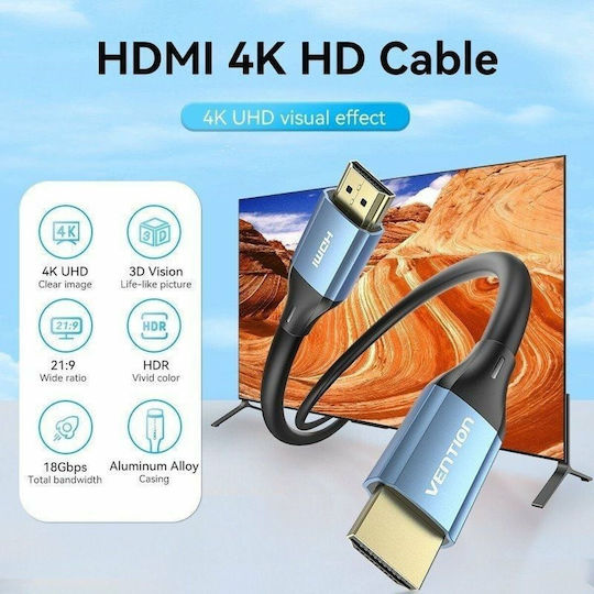 Vention HDMI 2.0 Premium High Speed 4K 60Hz HDR Cable HDMI Male - HDMI Male 1m Blue