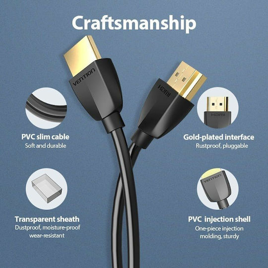 Vention HDMI 2.0 Premium High Speed 4K 60Hz HDR Cable HDMI Male - HDMI Male 1m Black