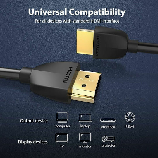 Vention HDMI 2.0 Premium High Speed 4K 60Hz HDR Cable HDMI male - HDMI male 1.5m Μαύρο