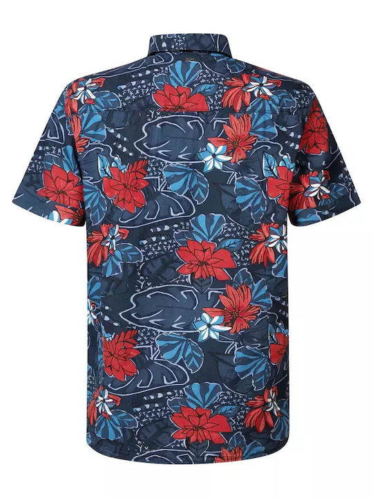 Petrol Industries Men's Shirt Short Sleeve Floral Navy Blue